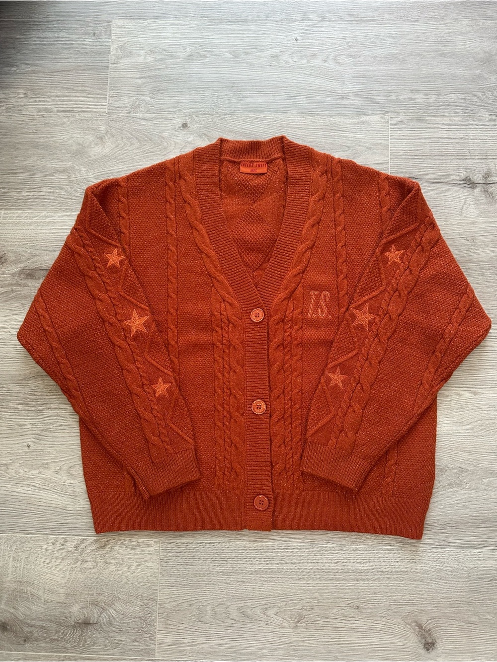 Taylor Swift The Life of a Showgirl TLOAS Cardigan Size M/L Burnt Orange Oversiz